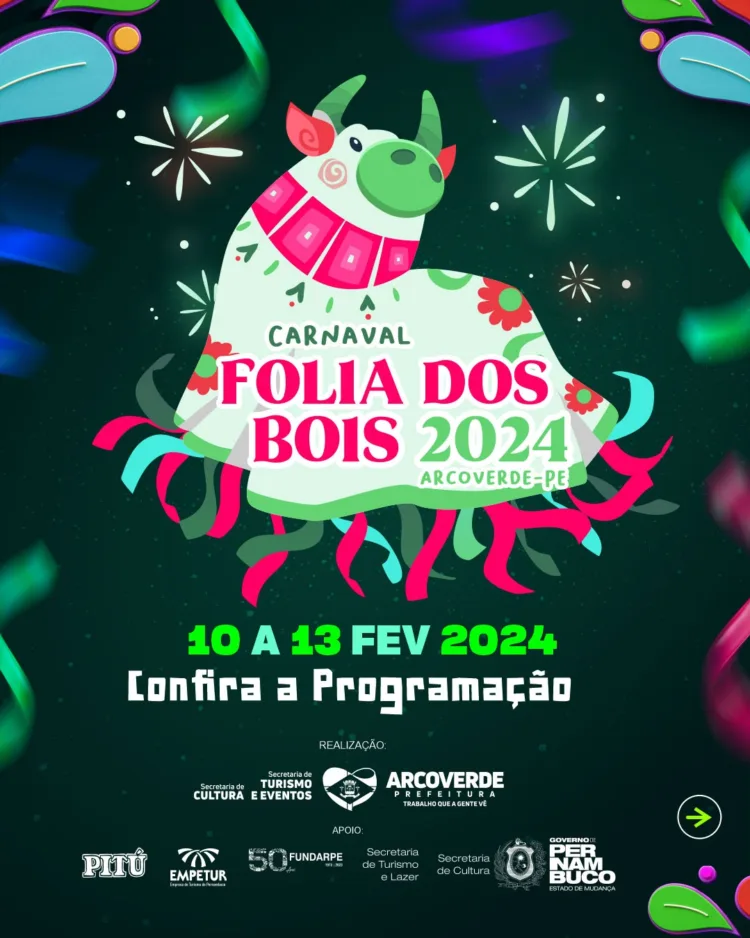 Arcoverde divulga a programação do seu Carnaval Folia dos Bois 2024