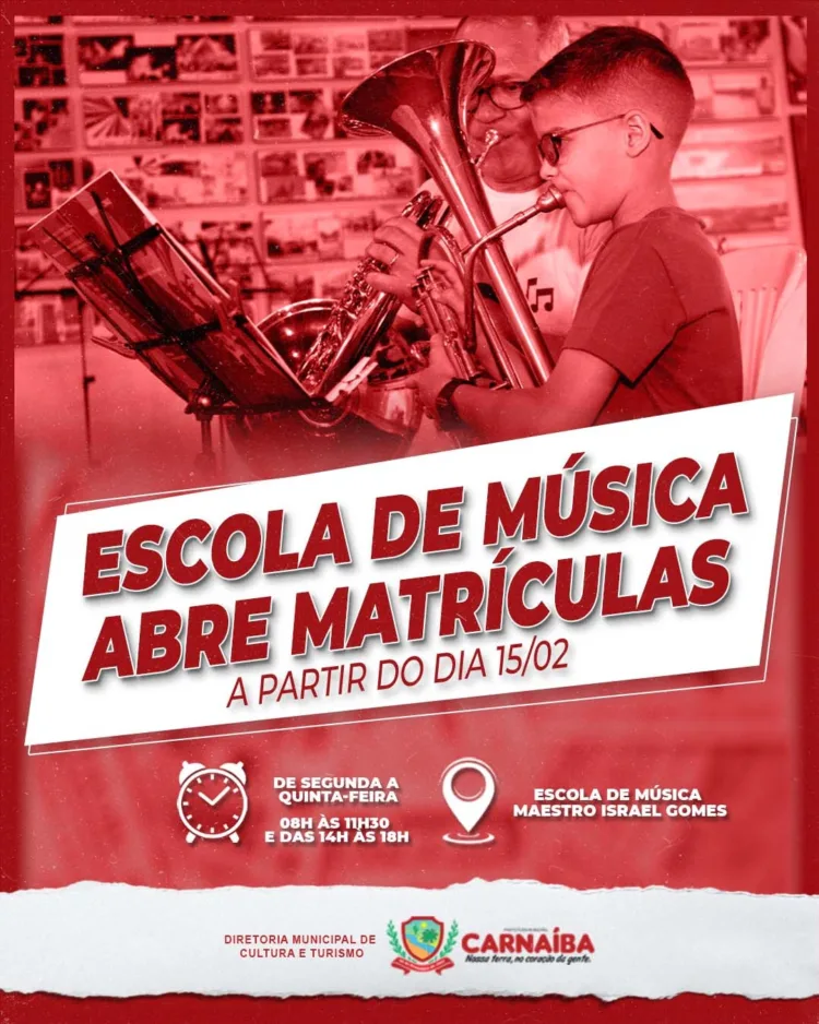Escola de Música de Carnaíba abre matrículas para novos alunos e veteranos