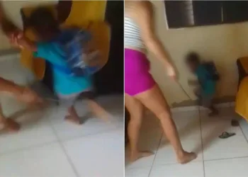 Mulher espanca filho de 3 anos com cipó, filma e manda para a professora