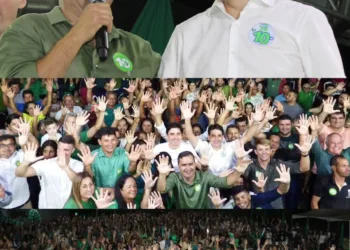 Multidão acompanha grande ato de filiação partidária dos Partidos Republicanos (10) e Podemos (20) em Brejinho-PE.