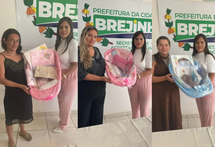 Secretária de Assistência Social e primeira-dama de Brejinho, Emília Carmem, realiza entrega de kits natalidade para as gestantes do município