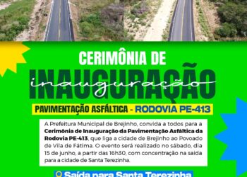 Prefeitura de Brejinho realizará inauguração da Rodovia PE-413