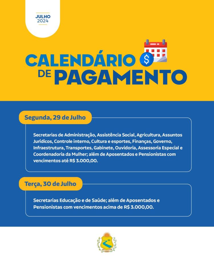A Prefeitura de Afogados da Ingazeira realiza nestas segunda (29) e terça (30) o pagamento dos servidores públicos municipais, incluindo aposentados e pensionistas.