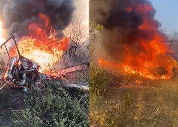 Helicóptero cai na zona rural de Caruaru e deixa dois mortos e um ferido