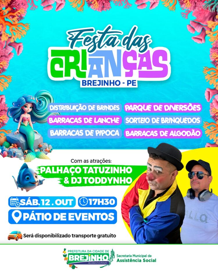 Prefeitura de Brejinho realizará Festa das Crianças neste sábado
