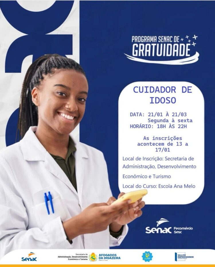 Prefeitura de Afogados abre inscrições para curso de cuidador de idosos