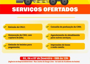 Detran Itinerante chega a Itapetim nos dias 5, 6 e 7 de fevereiro