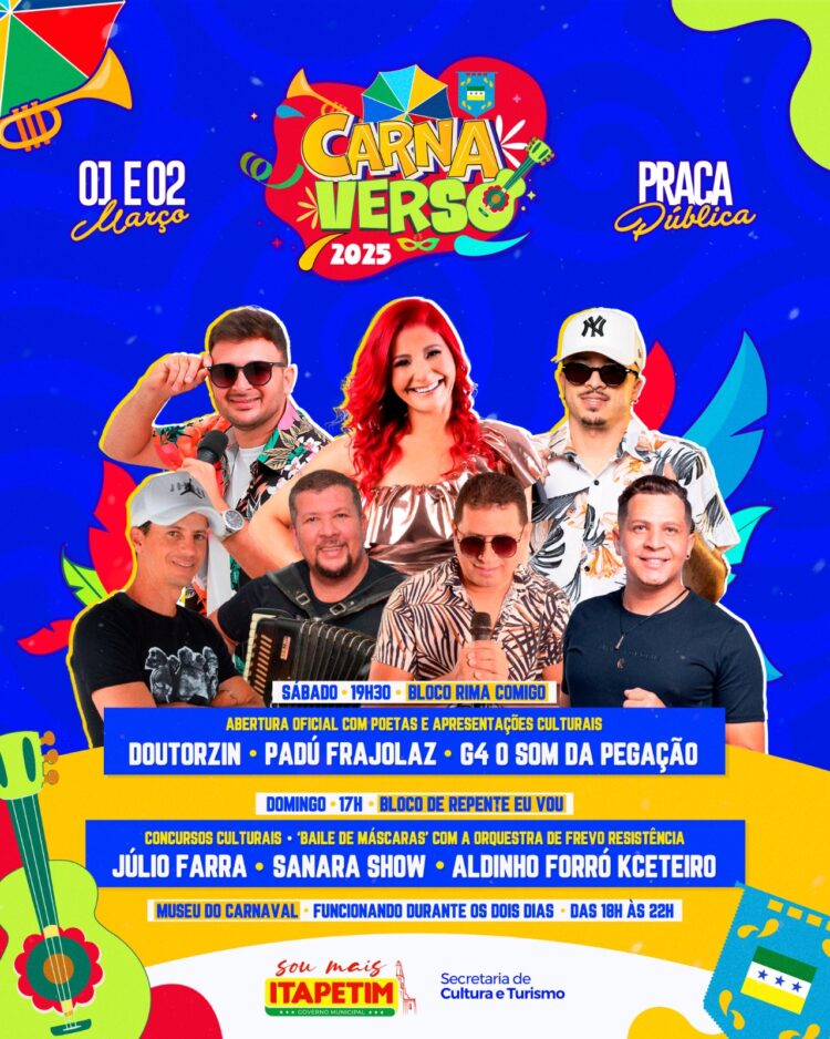 Prefeitura de Itapetim divulga programação oficial do CarnaVerso 2025