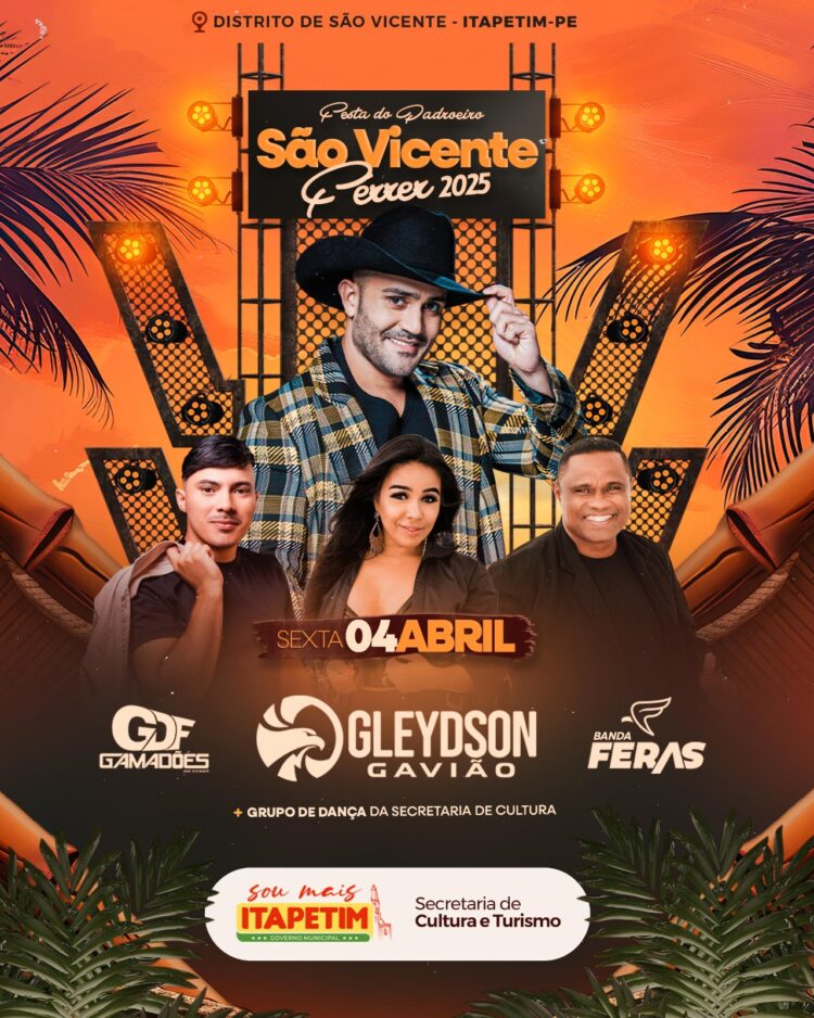 Prefeitura de Itapetim divulga programação da Festa do Padroeiro São Vicente Férrer no Distrito de São Vicente