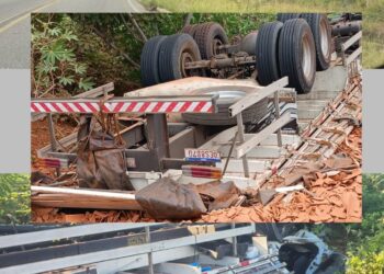 Caminhão tomba e motorista morre na PE-275 entre Ambó e São José do Egito