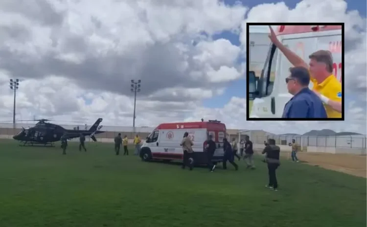 Bolsonaro passa mal no interior do RN e é transferido de helicóptero para hospital em Natal