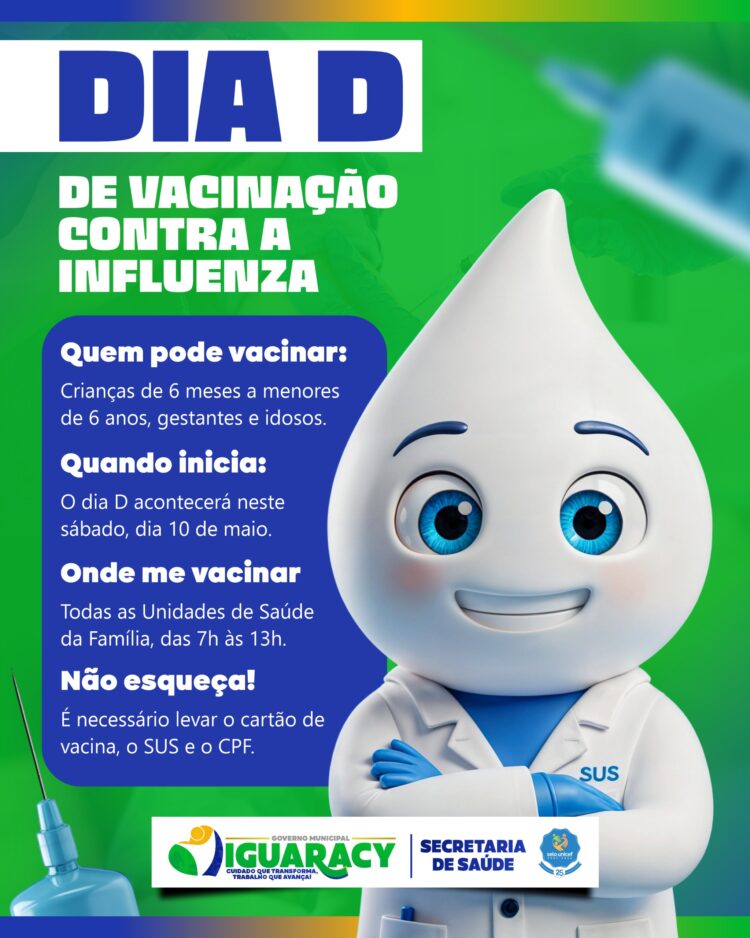 Dia D de vacinação contra a influenza acontece neste sábado em Iguaracy
