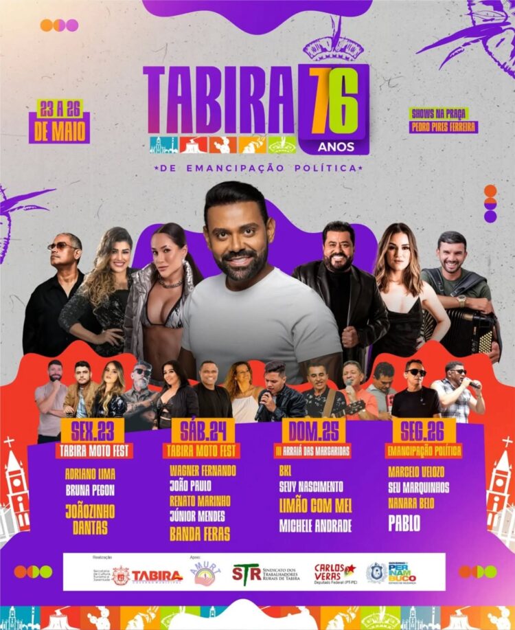 Confira programação oficial da Festa de Emancipação Política de Tabira