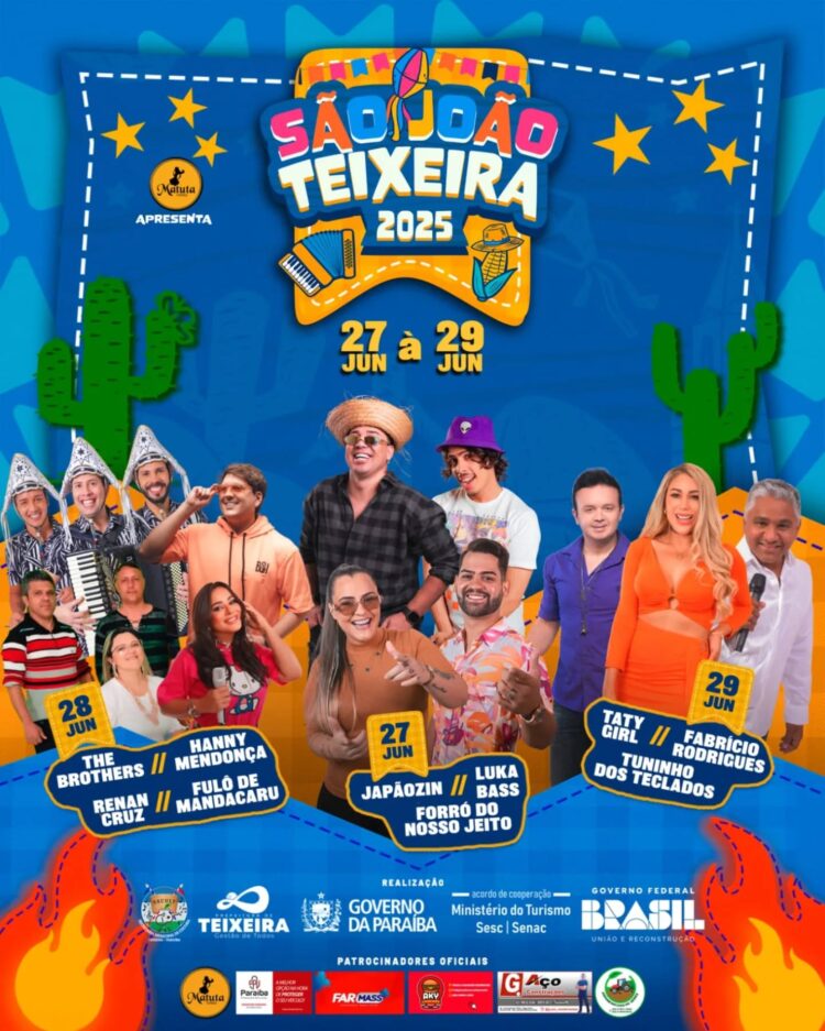Programação oficial do São João 2025 – Teixeira/PB