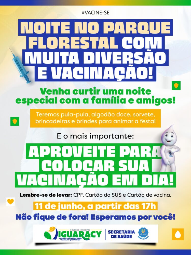 Prefeitura de Iguaracy se prepara para a Noite no Parque com vacina e diversão nesta quarta, 11 de junho