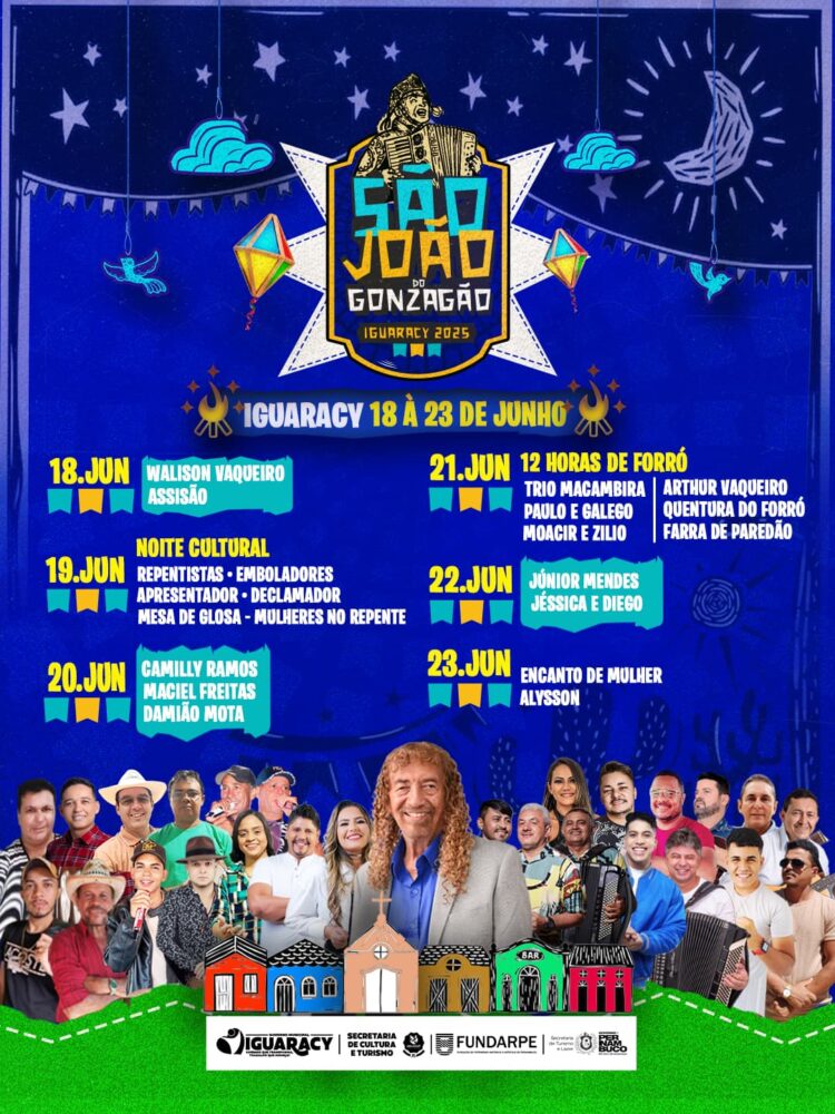 Prefeitura de Iguaracy e Secretaria Municipal de Cultura, divulgam a programação do São João do Gonzagão