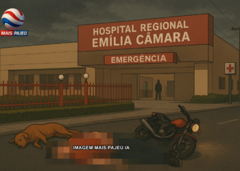 Jovem motociclista ficou ferido após bater em um cachorro em frente ao Hospital Regional de Afogados da Ingazeira