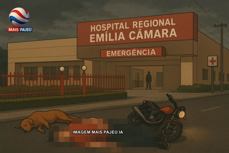 Jovem motociclista ficou ferido após bater em um cachorro em frente ao Hospital Regional de Afogados da Ingazeira