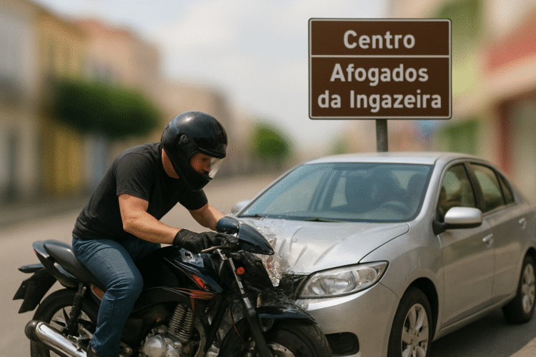 Acidente entre moto e carro é registrado na manhã desta quarta-feira (06) em Afogados da Ingazeira