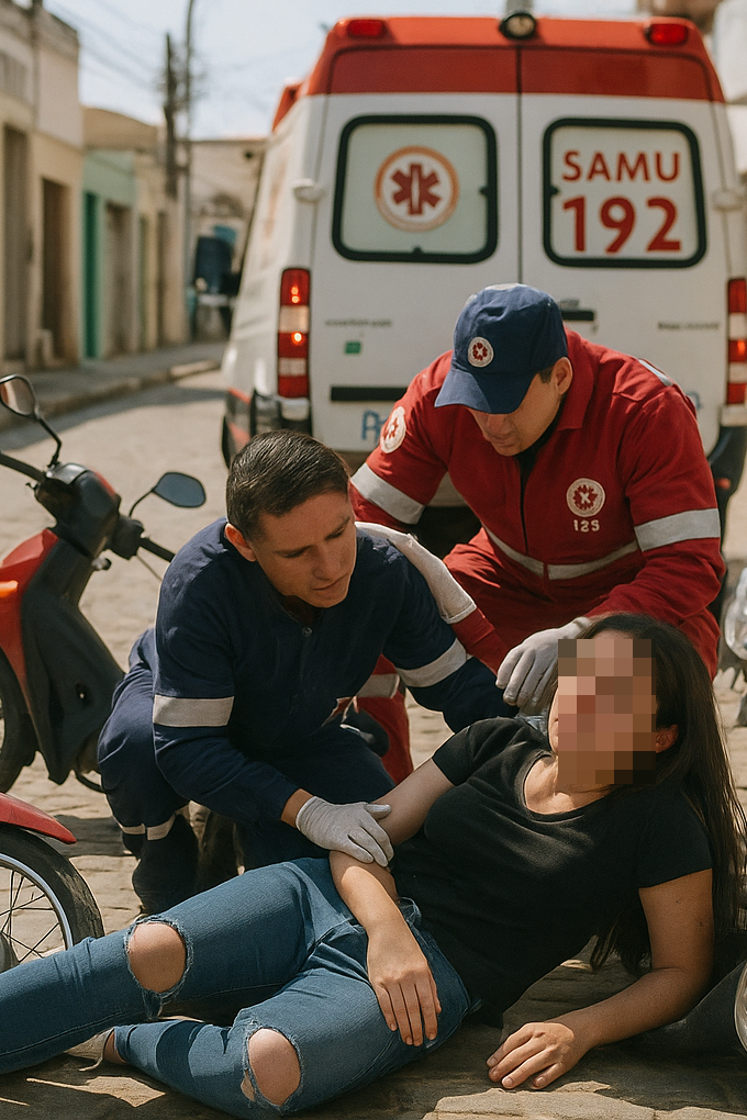Acidente entre motocicletas deixa duas mulheres feridas no Centro de Afogados da Ingazeira