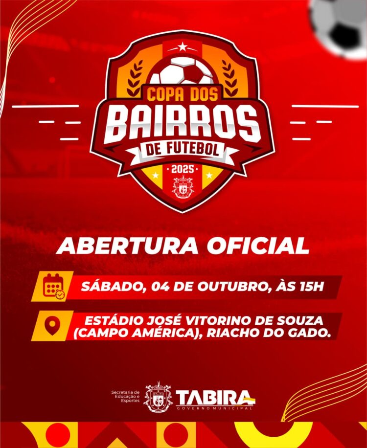 A bola vai rolar: Prefeitura de Tabira dá início à Copa dos Bairros de Futebol neste sábado (04)
