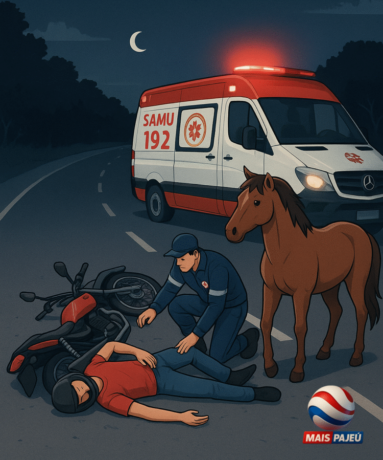 Afogados: Jovem colide com cavalo e é socorrido pelo Samu
