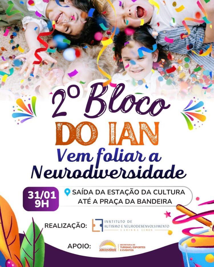 Prefeitura de Arcoverde apoia segunda edição do Bloquinho da Inclusão e Neurodiversidade durante o Carnaval 2026