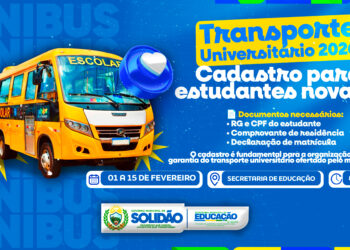 Solidão abre cadastro para transporte universitário 2026
