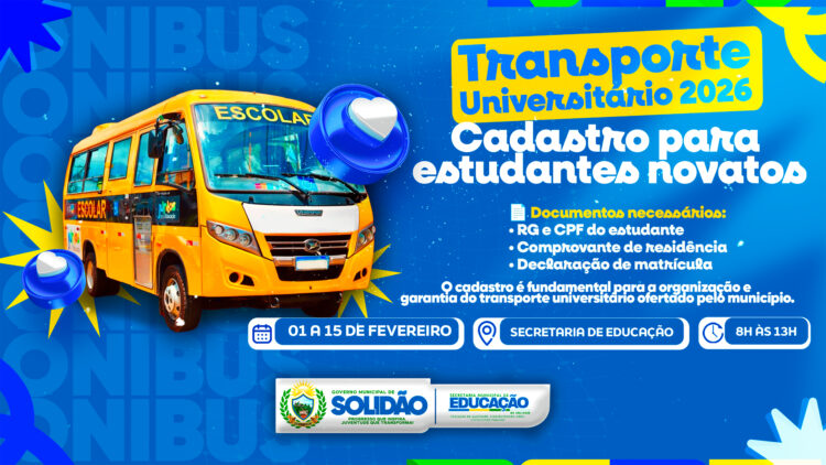 Solidão abre cadastro para transporte universitário 2026