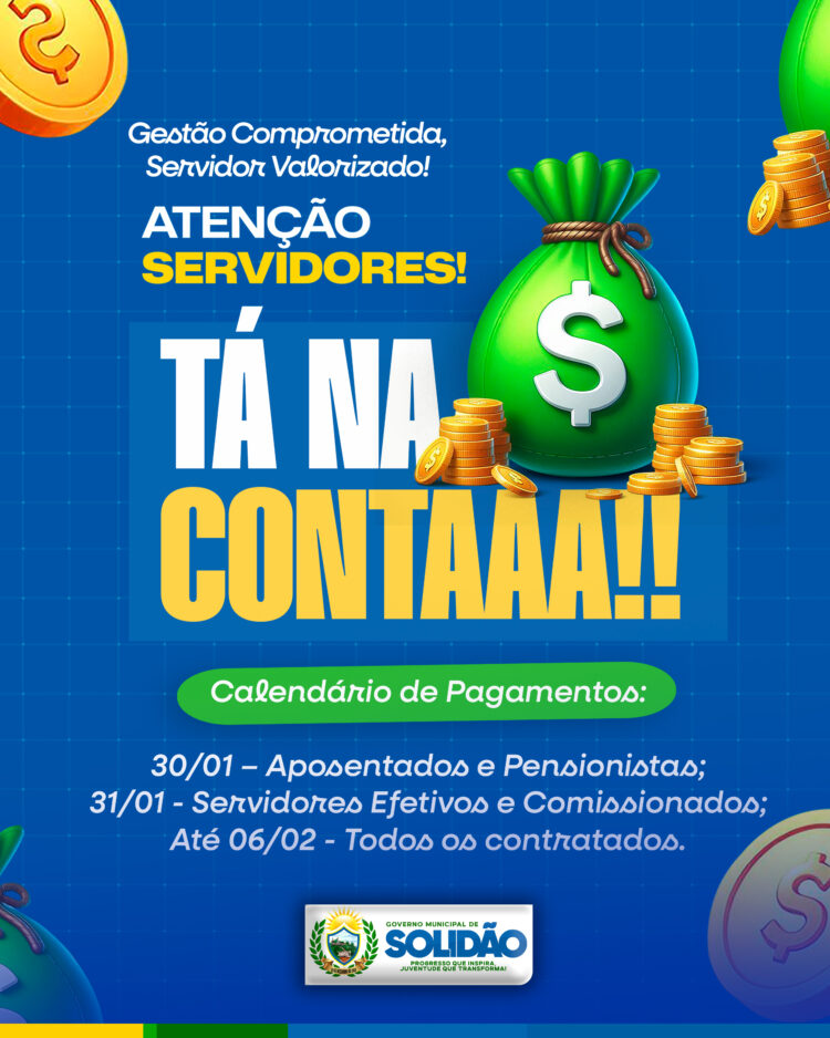 Prefeitura de Solidão realiza pagamento dos servidores referente a janeiro de 2026