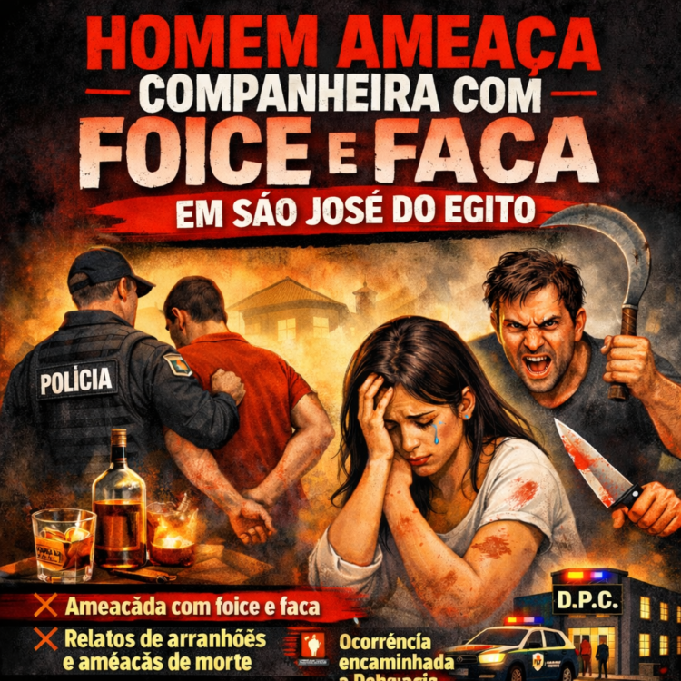 Homem ameaça companheira com foice e faca após dia de bebedeira em São José do Egito