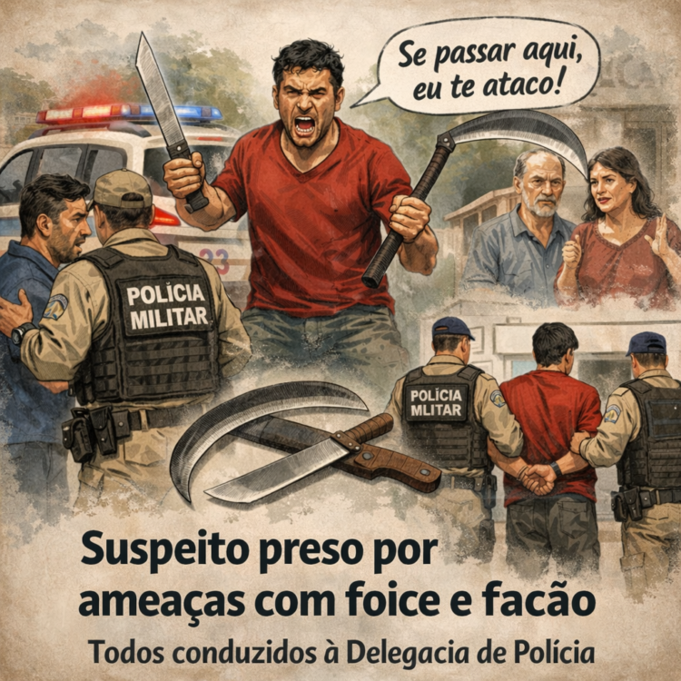 “Vou te cortar!”: suspeito faz ameaças com foice e facão em Afogados