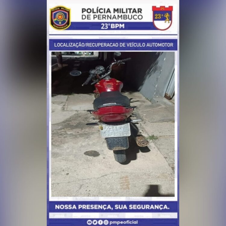 Polícia Militar recupera motocicleta roubada após diligências na zona rural de Ingazeira