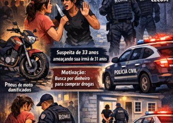 Mulher é detida após ameaçar irmã com faca no Centro de Tabira