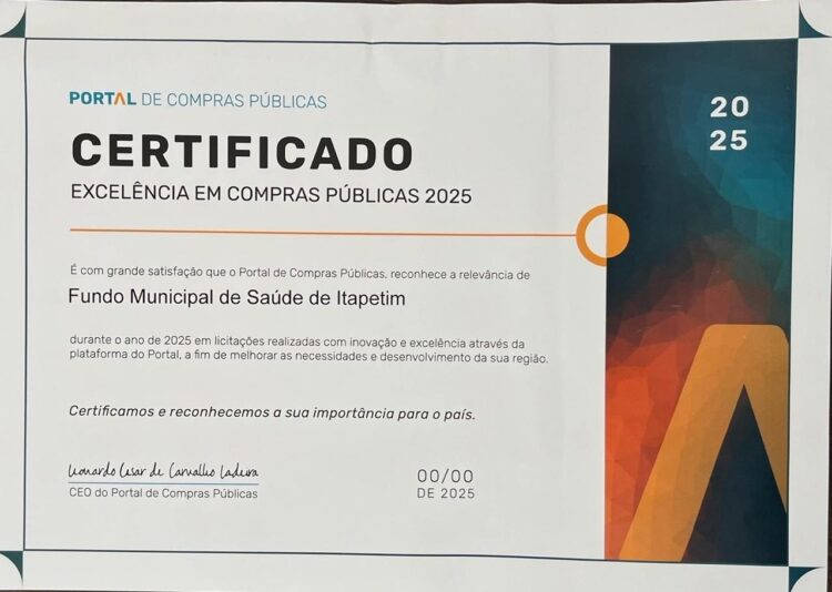 Itapetim recebe Certificado de Excelência em Compras Públicas na área da saúde