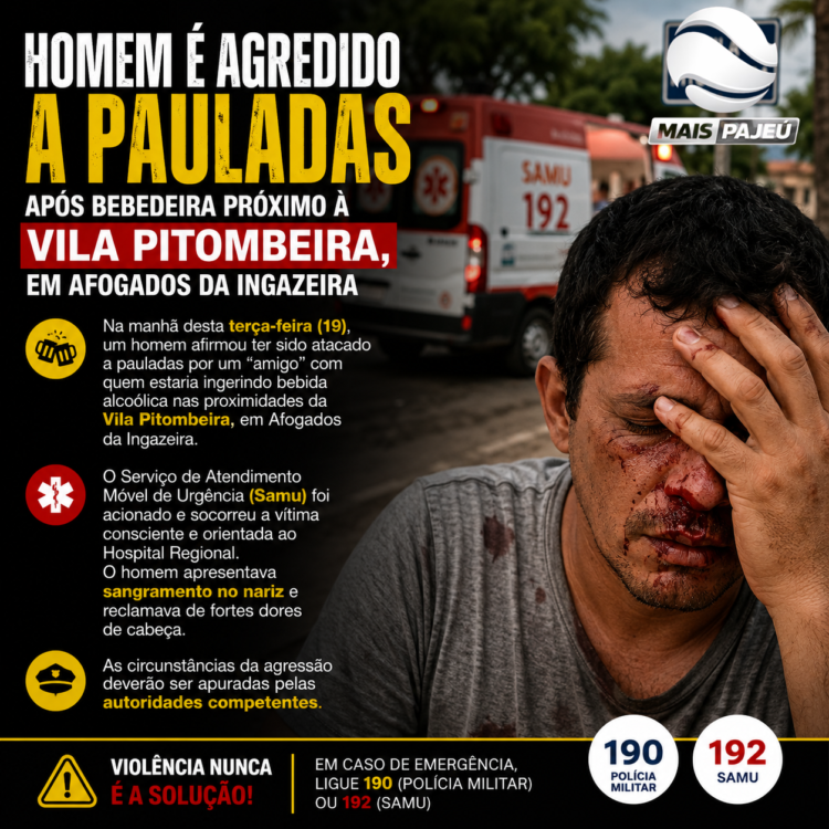 Homem é agredido a pauladas após bebedeira próximo à Vila Pitombeira, em Afogados da Ingazeira
