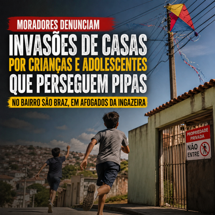 Moradores denunciam invasões de casas por crianças e adolescentes que perseguem pipas no bairro São Braz, em Afogados da Ingazeira