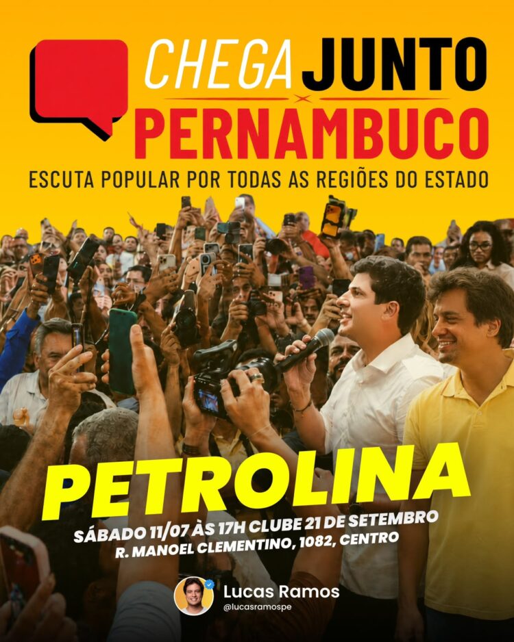 Lucas Ramos recebe João Campos em Petrolina neste sábado (11) para o programa “Chega Junto Pernambuco”