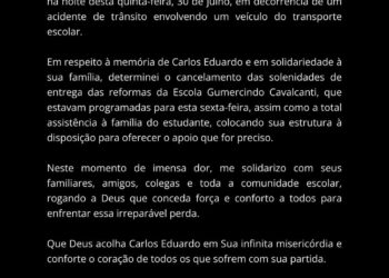 Zeca presta solidariedade e suspende inauguração após morte de estudante em Arcoverde