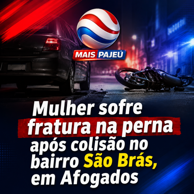 Mulher sofre fratura na perna após colisão no bairro São Brás, em Afogados