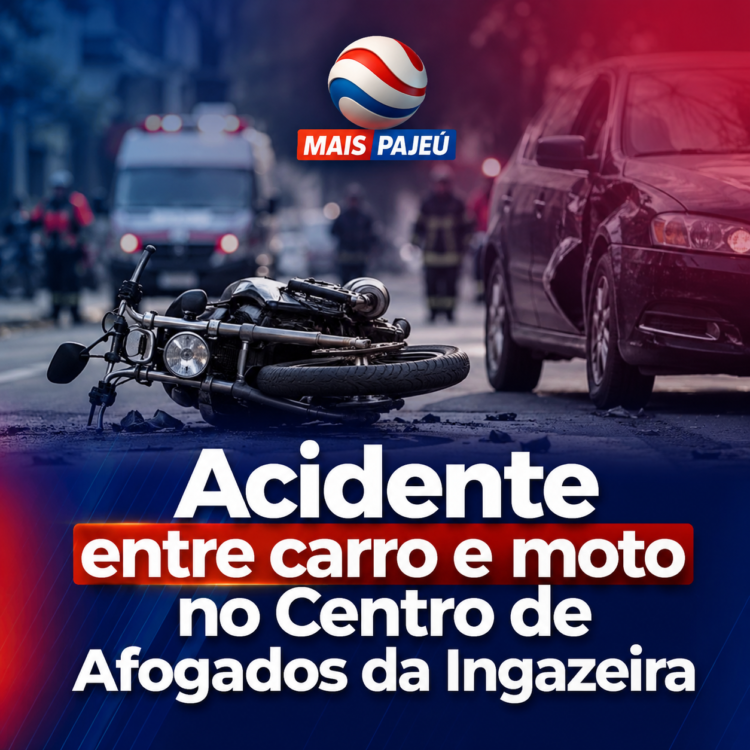 Acidente entre carro e moto no Centro de Afogados da Ingazeira