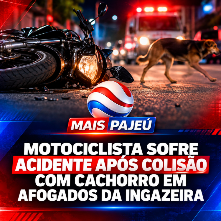 Motociclista sofre acidente após colisão com cachorro em Afogados da Ingazeira