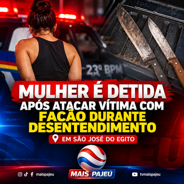 Mulher é detida após atacar vítima com facão durante desentendimento em São José do Egito