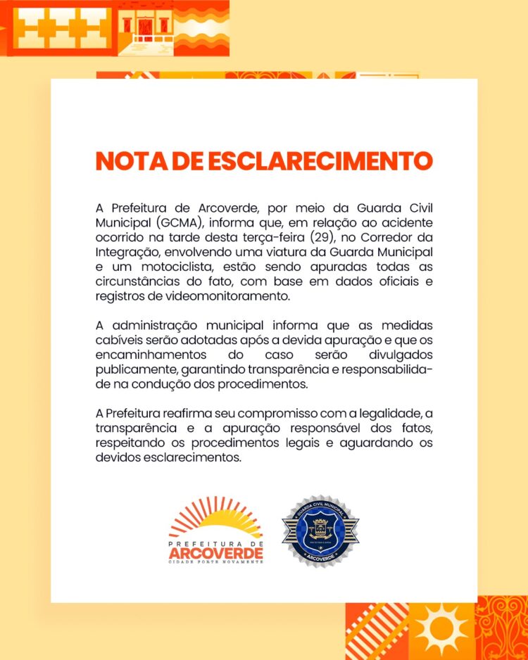 Nota de Esclarecimento da Prefeitura Municipal de Arcoverde