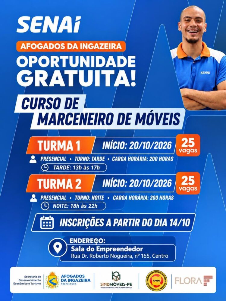 Abertas inscrições para curso de marcenaria em Afogados